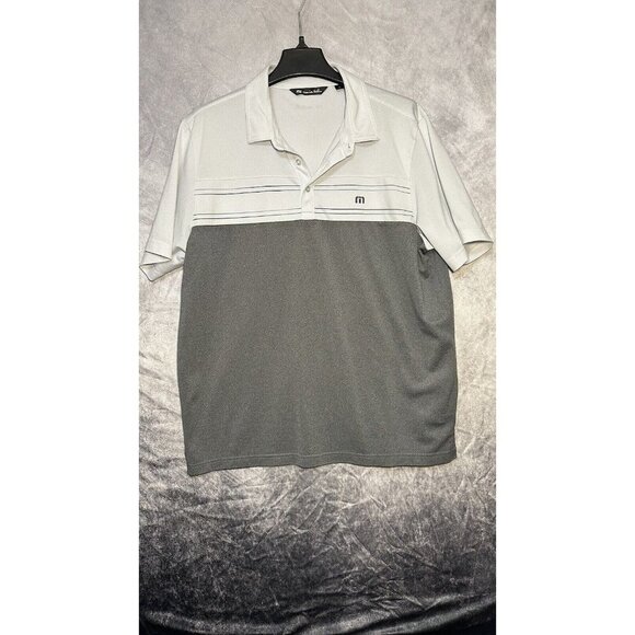 travis matthew‎ polo Men’s XL White Gray Polyester Spandex - Picture 1 of 8